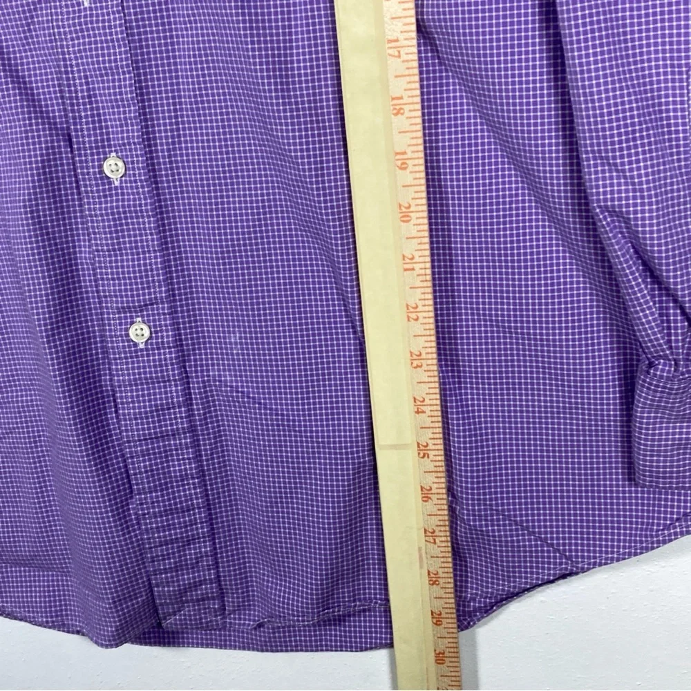 Polo Ralph Lauren Mens Regent Costum Fit 16.5 Purple Check Long Sleeve Button Up - Picture 8 of 15